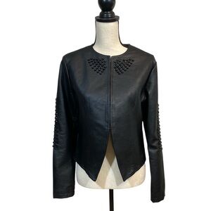 NWT Allure by Julia K Black Studded Faux Leather Jacket Size Medium
